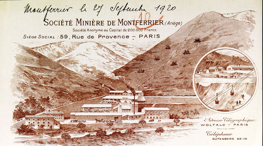 Papier  en-tte de la Socit Minire de Montferrier, dbut du XXe sicle