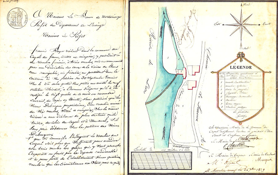 Plan du moulin, 1829