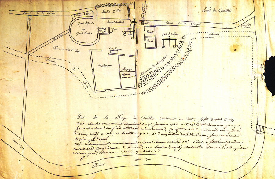 Plan de la forge de Queille, 1746