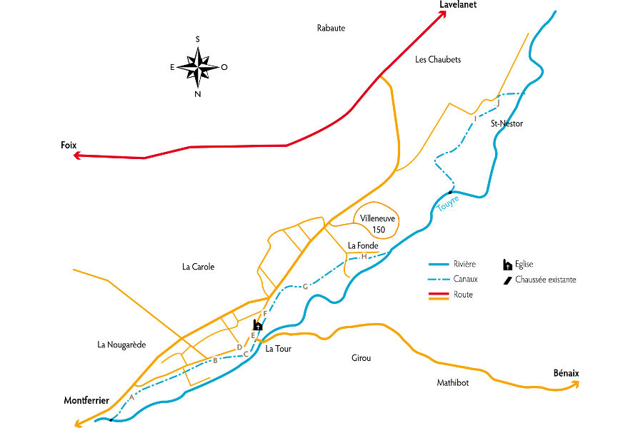 Carte de situation des usines hydrauliques