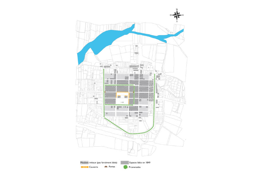 Trac de la ville, du XVe sicle  1849,  partir du cadastre actuel