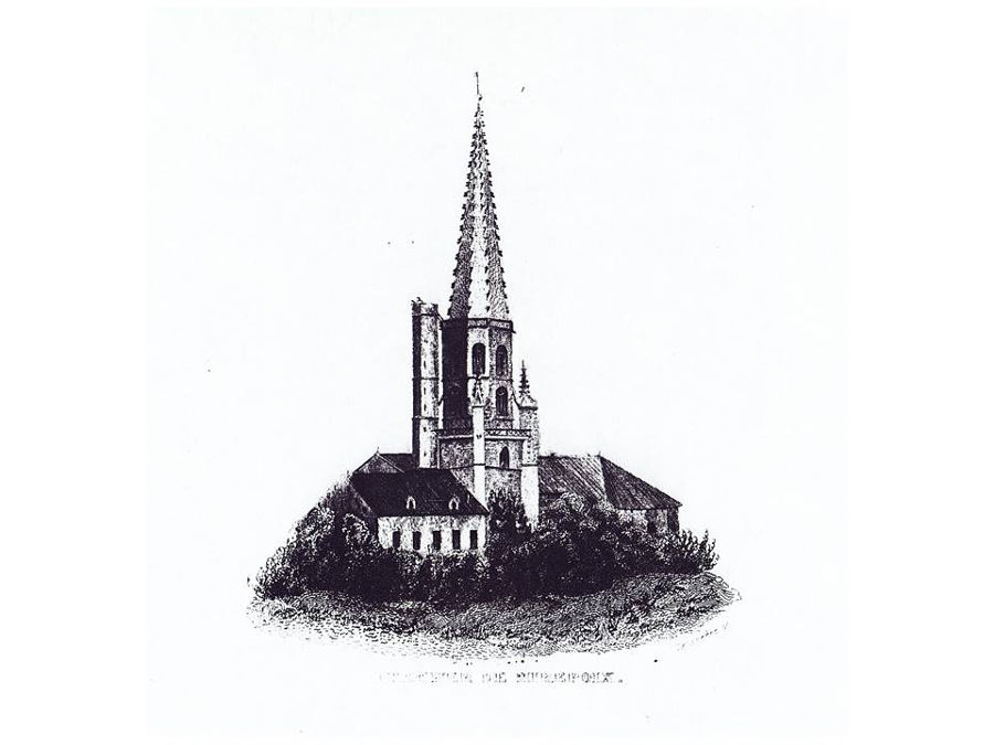 Ancienne cathédrale, avant travaux, milieu du XIXe siècle, dessin de Joulin