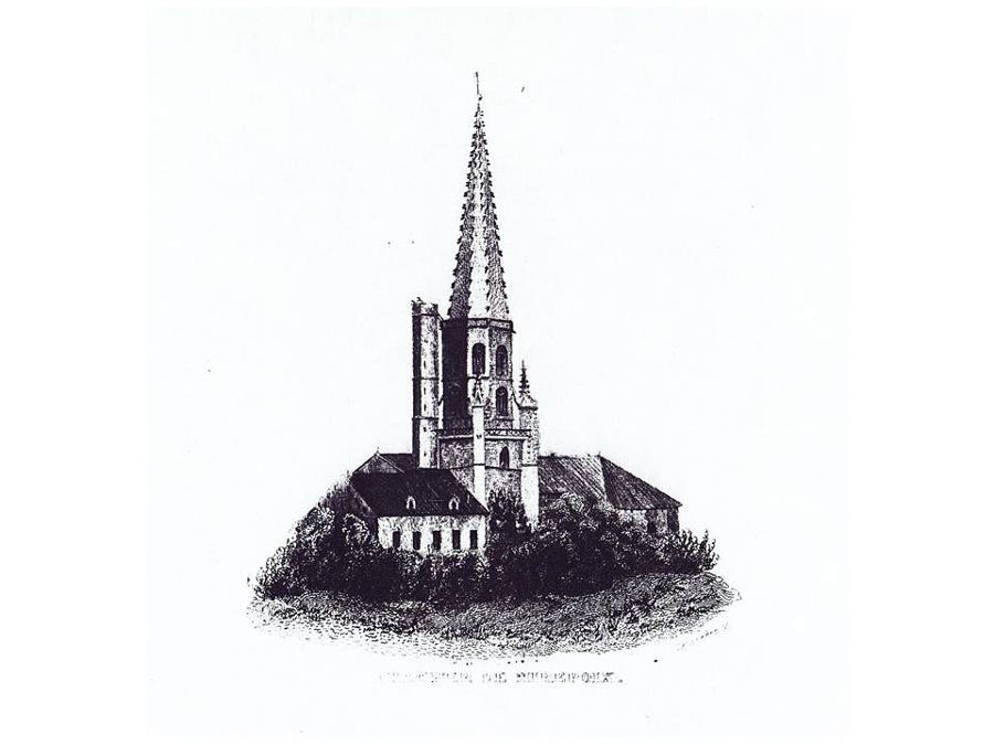 Ancienne cathdrale, avant travaux, milieu du XIXe sicle, dessin de Joulin