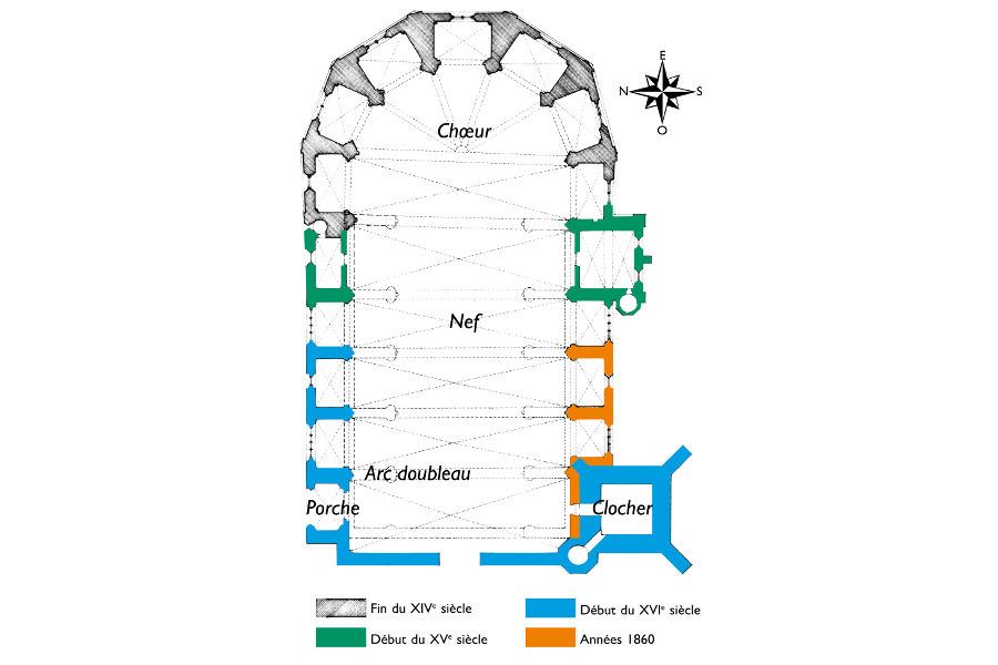 Plan de l'ancienne cathdrale d'aprs le relev de B. Voinchet et O. Weets