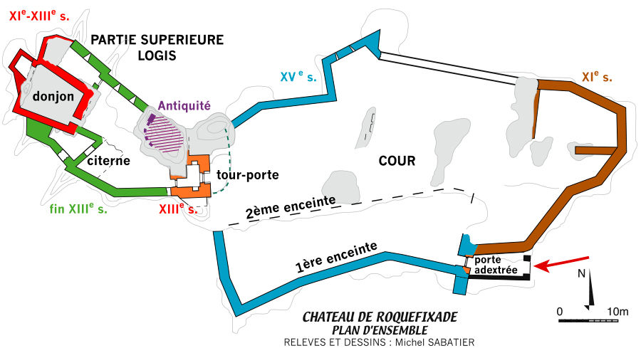 Plan du chteau de Roquefixade