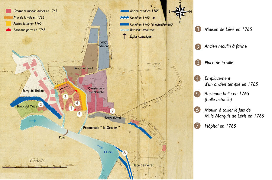 Restitution hypothétique de La Bastide sur l'Hers, d'après les Reconnaissances de 1765