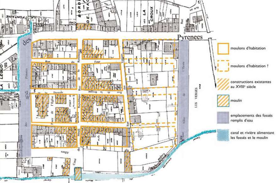 Forme du village de Dun,  partir du cadastre actuel