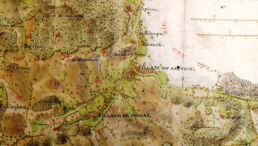 Plan de la seigneurie de Fougax 1758-1760
