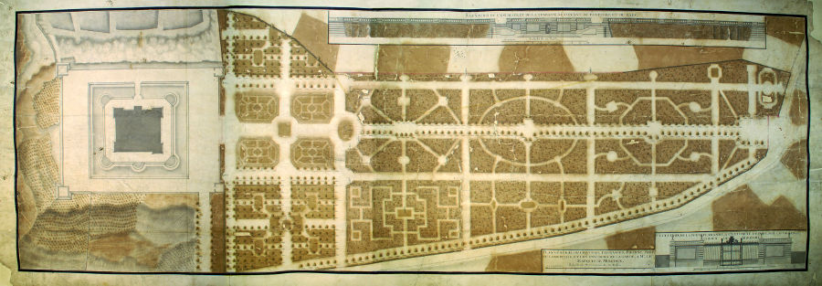 Gravure du projet de jardins, XVIIIe sicle