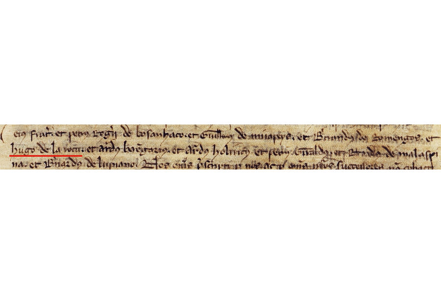 Mention de "Hugo de la Roca" dans la charte de coutumes de Mirepoix, 1207
