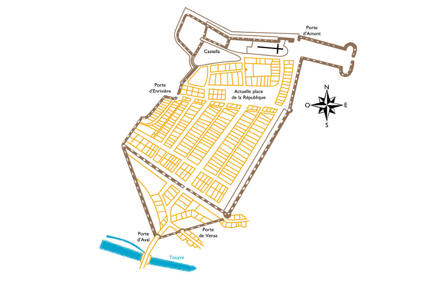 Proposition de plan de Laroque d'Olmes au XVe siècle
