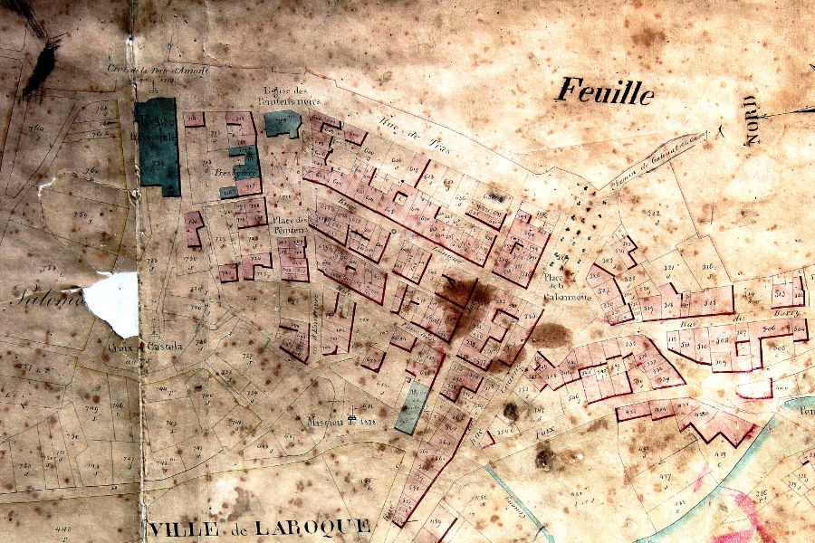 Cadastre "napolonien", 1841-1842, indiquant l'emplacement de l'glise des Pnitents noirs